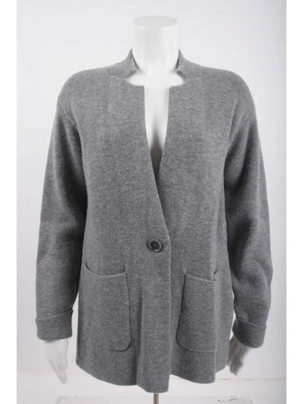 Talbots Womens Sweater PS Petite S Gray Heather Knit Cardigan Button Front